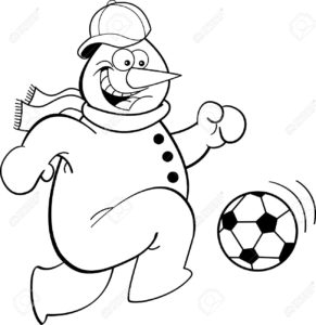 24222828-Black-and-white-illustration-of-a-snowman-playing-soccer-Stock-Photo
